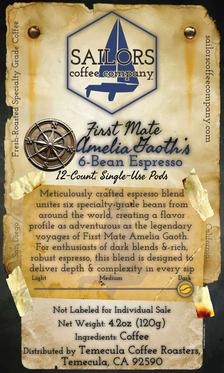 First Mate Amelia Gaoth's 6-Bean Espresso (12-Count Single-Use Pods)