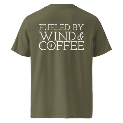 Unisex organic cotton t-shirt (Fueled by Wind and Coffee)